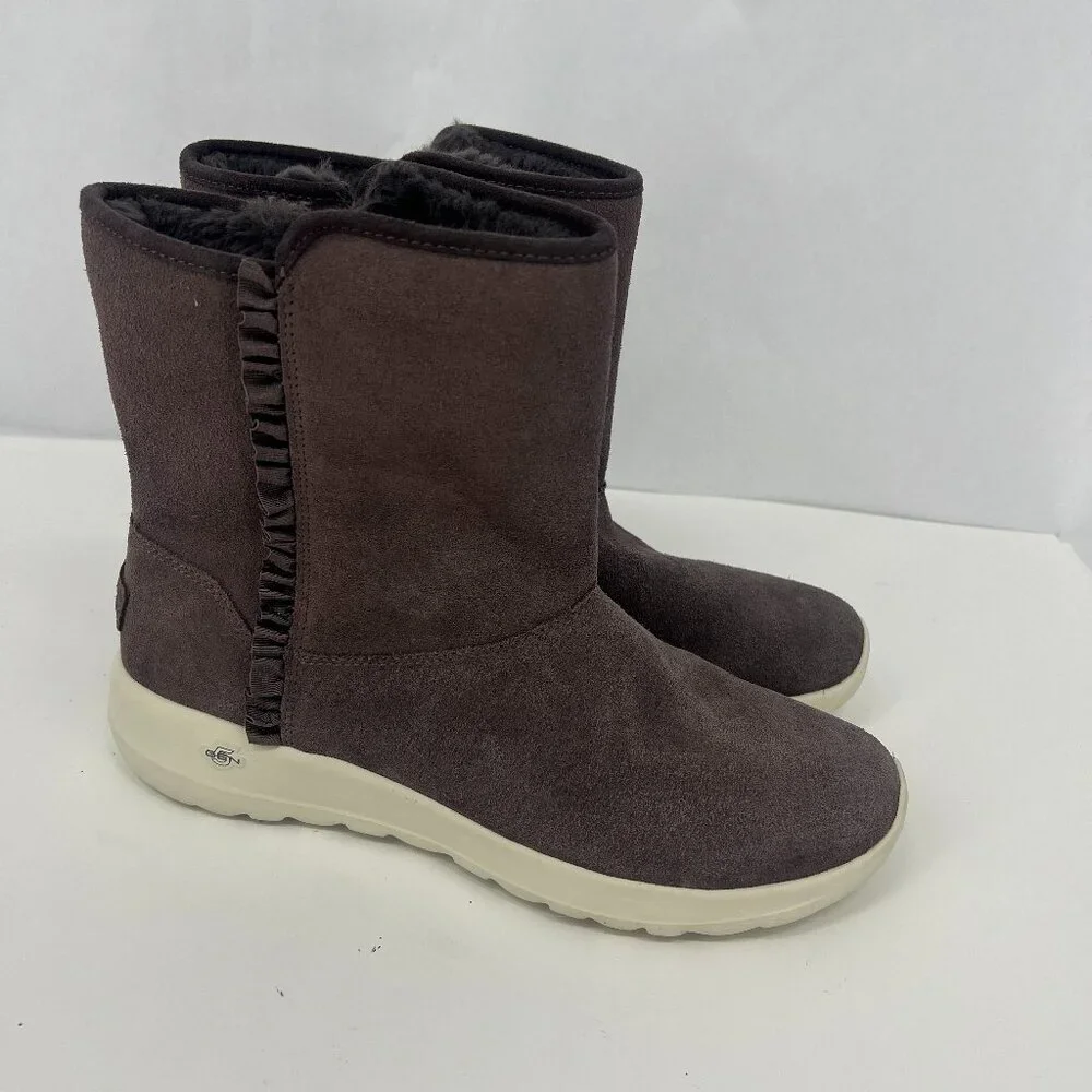 Skechers Ankle Boots Suede Ruffled Faux Fur